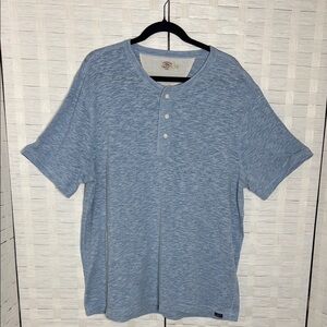 Faherty Men’s Blue Lightweight Crew Neck Short Sleeve 3 Button Shirt Size XXL